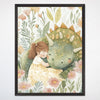 Dinosaur Wall Art for Nursery, Playroom or Kids Bedrooms - Affectionate Floral Stegosaurus in Soft Pastels - Daisy-Saur