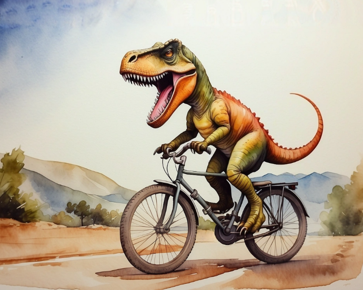 Dinosaur Wall Decor for Playroom and Kids Rooms - Dino Cyclist