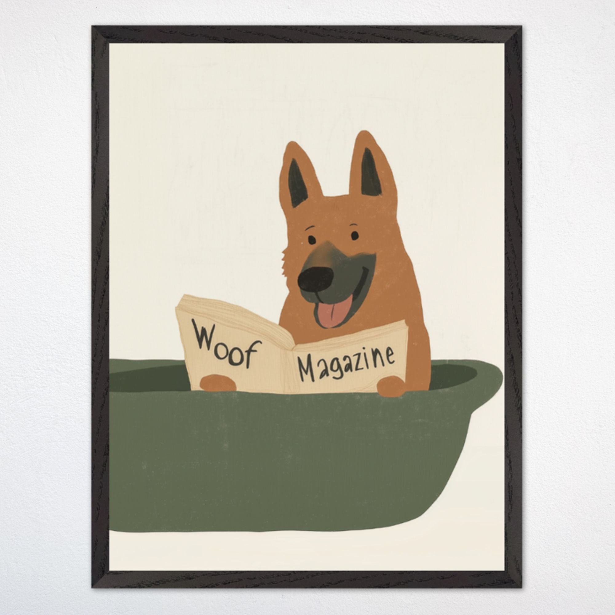 Funny Dog Reading Wall Art for Nursery, Playroom or Kids Bedrooms - Whimsical Bath Time Decor - The Daily Woof