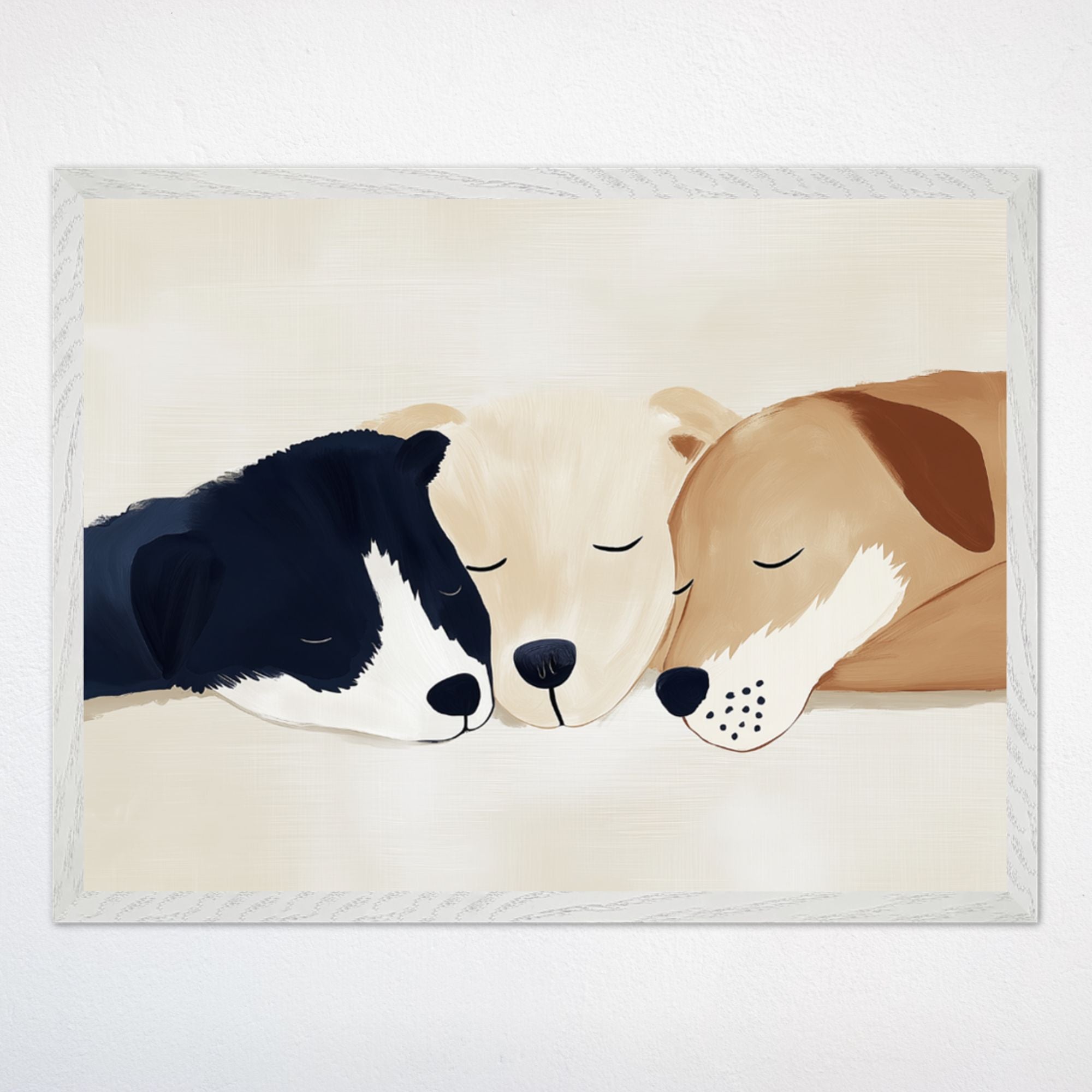 Sleeping Dogs Wall Art for Nursery, Playroom or Kids Bedrooms - Calm and Cozy Puppy Decor - Furry Siesta