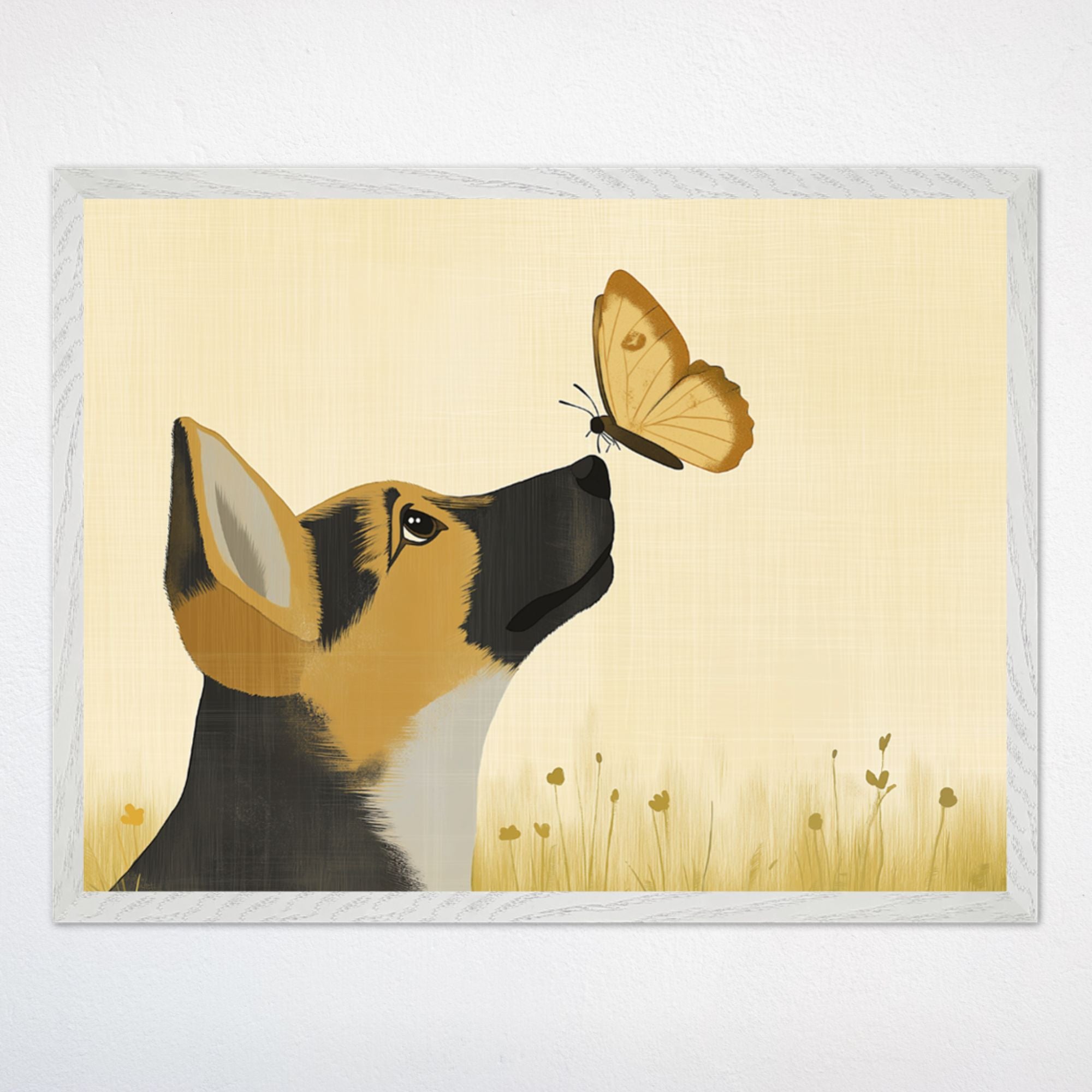 Dog and Butterfly Wall Art for Nursery, Playroom or Kids Bedrooms - Charming Nature-Inspired Decor - Butterfly Kisses