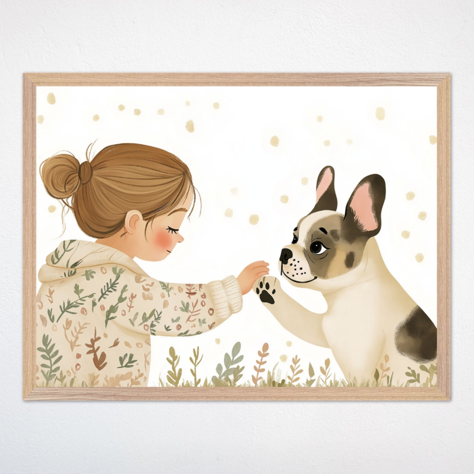 Playful Dog and Girl Wall Art for Nursery, Playroom or Kids Bedrooms - Whimsical Friendship Decor - Paw Promise