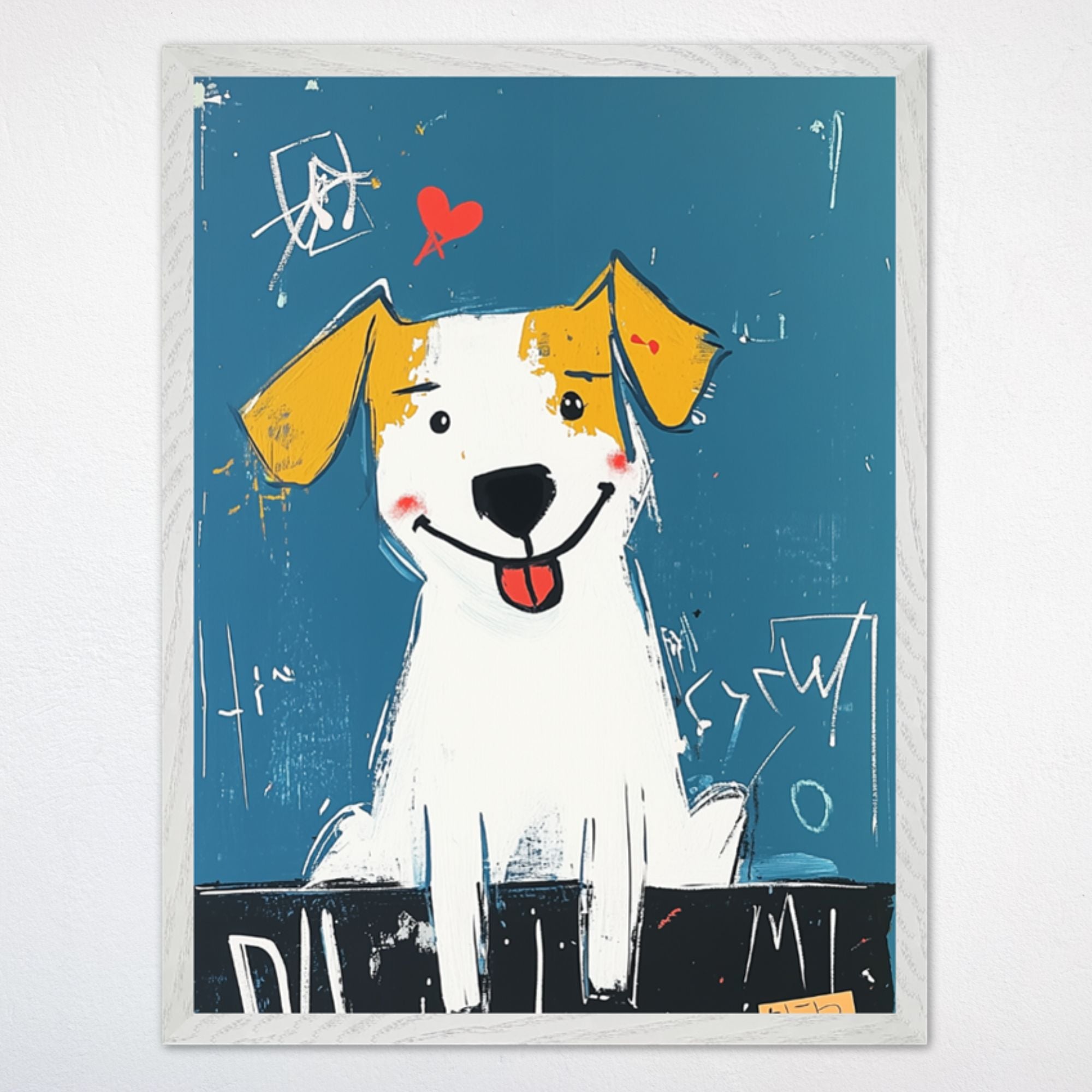 Happy Dog Graffiti Wall Art for Nursery, Playroom or Kids Bedrooms - Fun and Playful Puppy Decor - Paw-casso