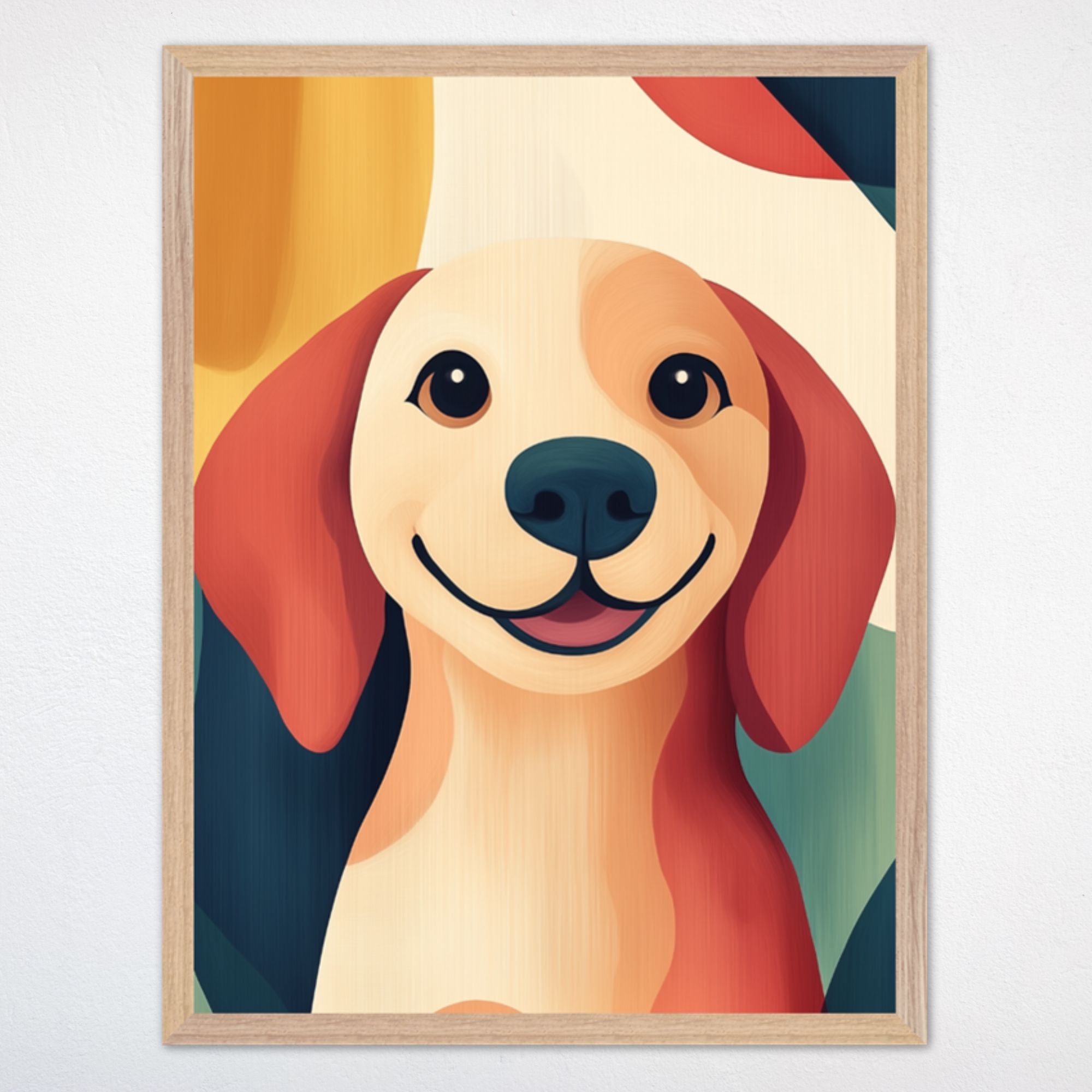 Colorful Smiling Dog Wall Art for Nursery, Playroom or Kids Bedrooms - Cheerful Puppy Decor - Bark Strokes