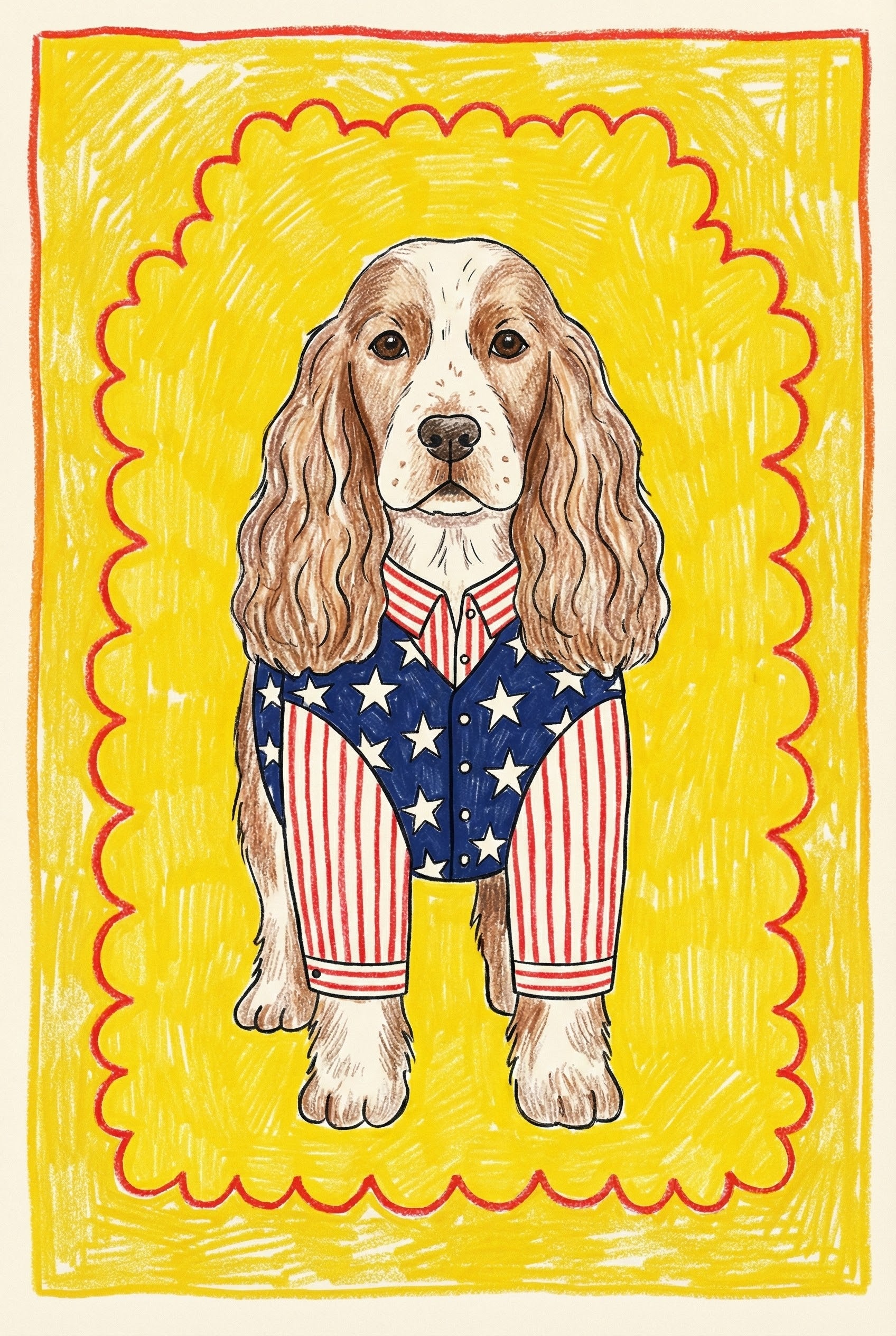 Patriotic Pup Pal - Dog Framed Wall Art for Nursery, Playroom or Kids Bedrooms