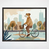 City Dog Bicycle Ride Wall Art for Nursery, Playroom or Kids Bedrooms - Whimsical Urban Adventure - Pedal Pooch