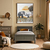 Elephant Wall Art for Nursery, Playroom or Kids Bedrooms - Soothing Watercolor Safari Sunset Decor - Tender Trunks
