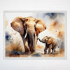 Safari Adventure Elephant Wall Art for Nursery, Playroom or Kids Bedrooms - Watercolor Mother and Baby Elephant Decor - Safari Stroll