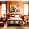 Safari Adventure Elephant Wall Art for Nursery, Playroom or Kids Bedrooms - Watercolor Mother and Baby Elephant Decor - Safari Stroll