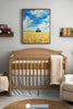 Farm Fields Wall Art for Nursery, Playroom or Kids Bedrooms - Tractor in Golden Wheat Field with Bright Blue Sky - Harvest Horizon