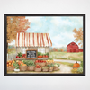 Harvest Farm Wall Art for Nursery, Playroom or Kids Bedrooms - Charming Market Stand and Red Barn, Inspirational Farm Scene - Farm Bounty