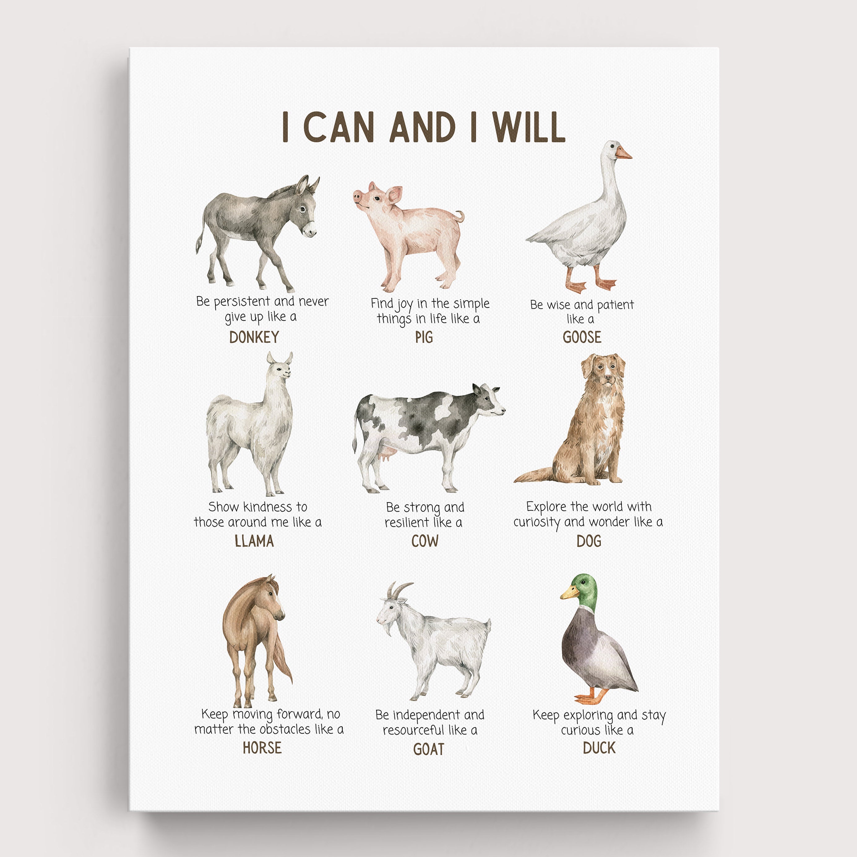 Positive Affirmations Farm Animals Wall Art