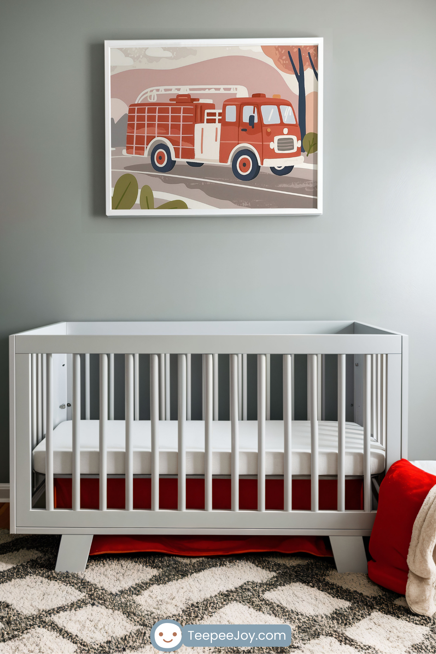 Classic Fire Truck Wall Art for Nursery, Playroom or Kids Bedrooms - Vintage Emergency Vehicle Decor - Classic Flame Fighter