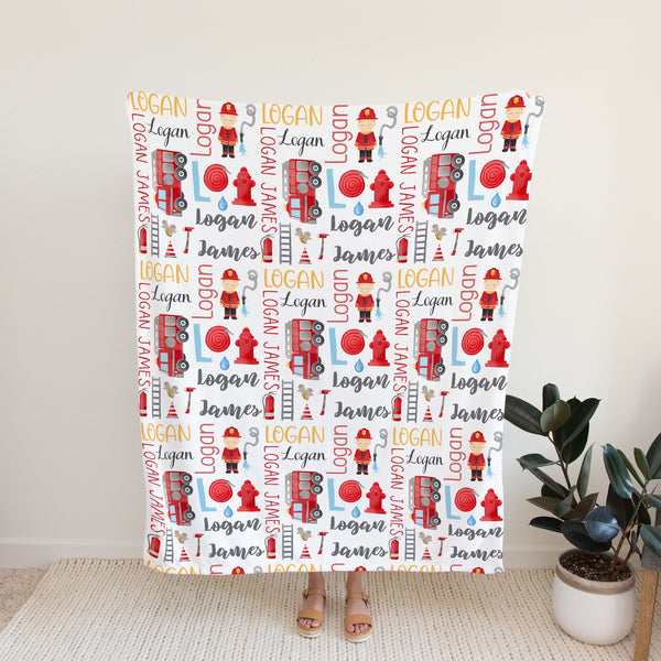 Firefighter Personalized Blanket for Babies and Kids