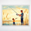 Fishing Adventure Wall Art for Nursery, Playroom or Kids Bedrooms - Father and Son Catching Fish in Sunny Nature Scene - Reel Moments