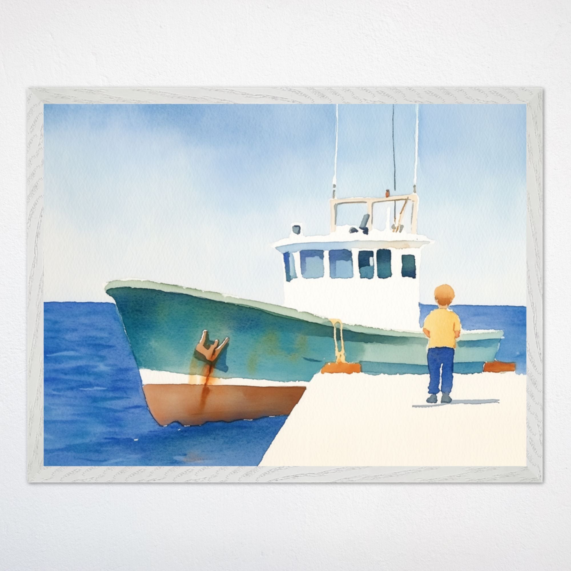 Fishing Adventure Watercolor Wall Art for Nursery, Playroom or Kids Bedrooms - Nautical Boat Decor - Anchored Moments