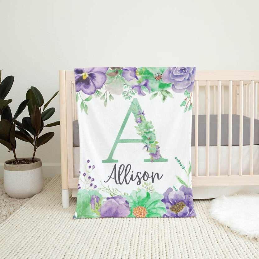 Floral Personalized Blanket for Babies and Kids