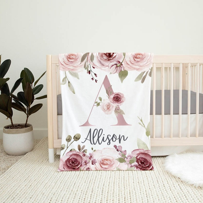 Flowers Personalized Blanket for Babies and Kids