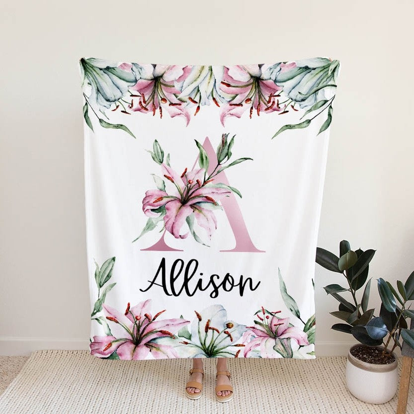 Flowers Personalized Blanket for Babies and Kids