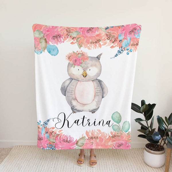 Floral Personalized Blanket for Babies and Kids