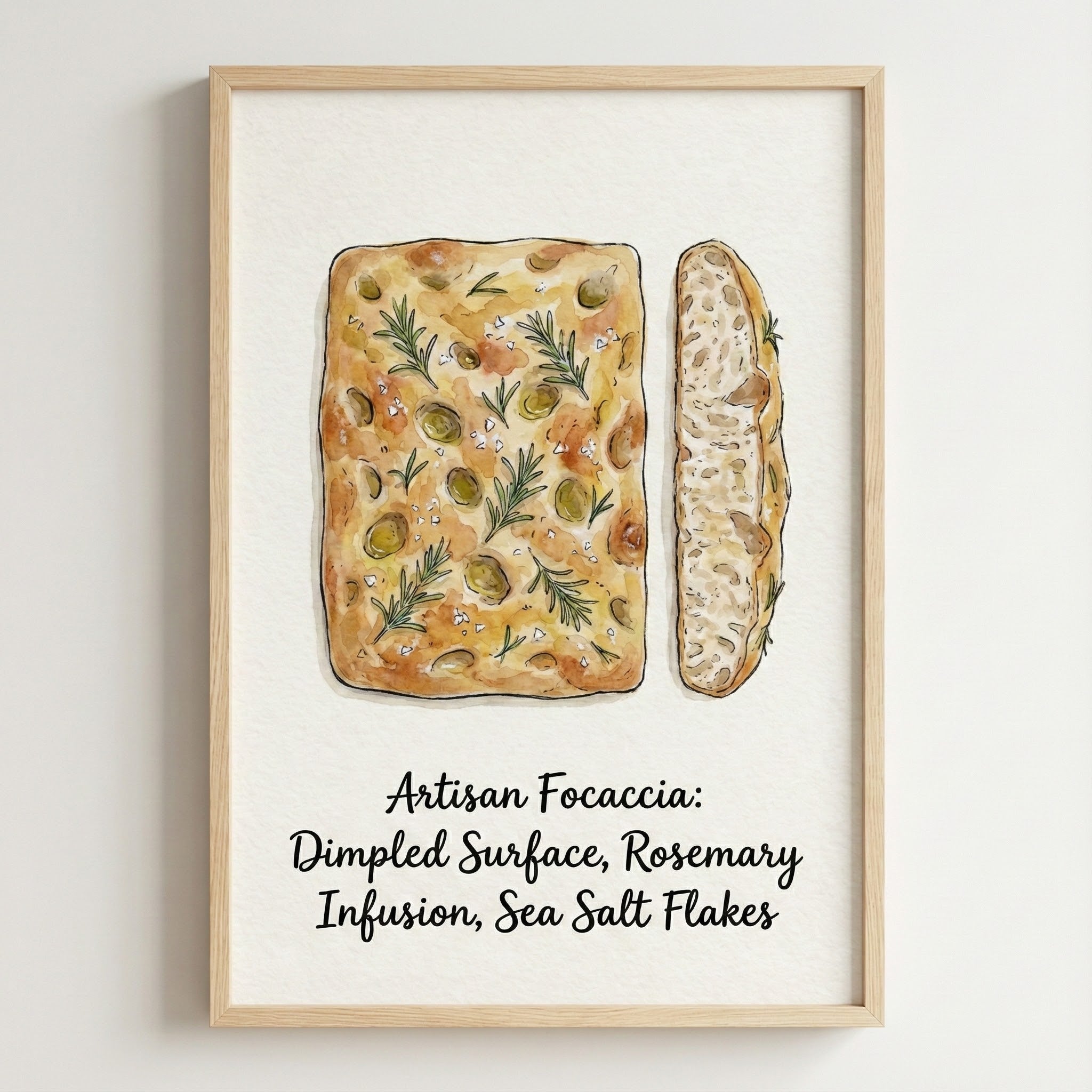 Savory Canvas - Focaccia Framed Wall Art for Living Room, Bedroom or Office