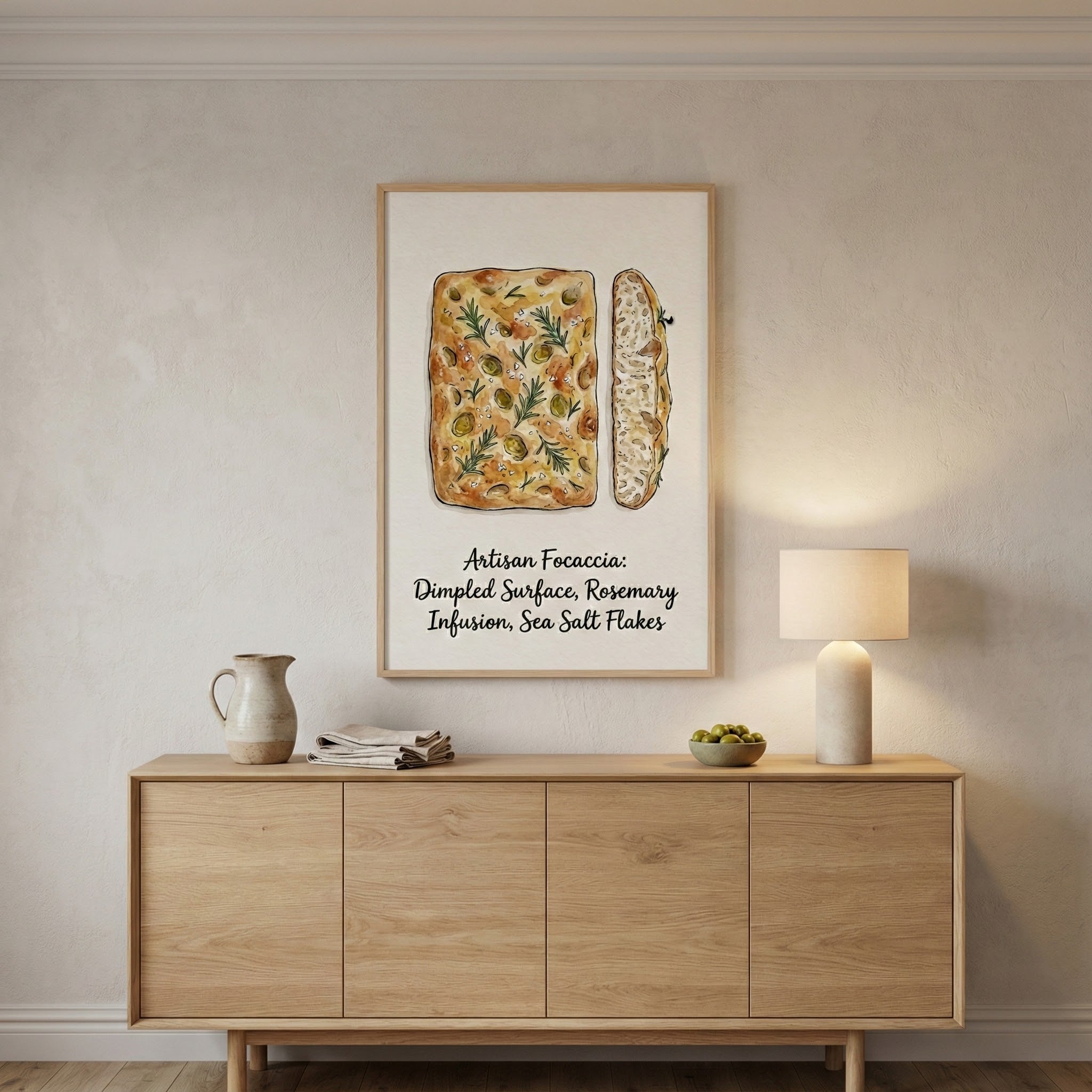 Savory Canvas - Focaccia Framed Wall Art for Living Room, Bedroom or Office