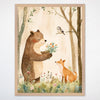 Woodland Friends Bear Wall Art for Nursery, Playroom or Kids Bedrooms - Forest Animals & Floral Decor - Floral Kindness