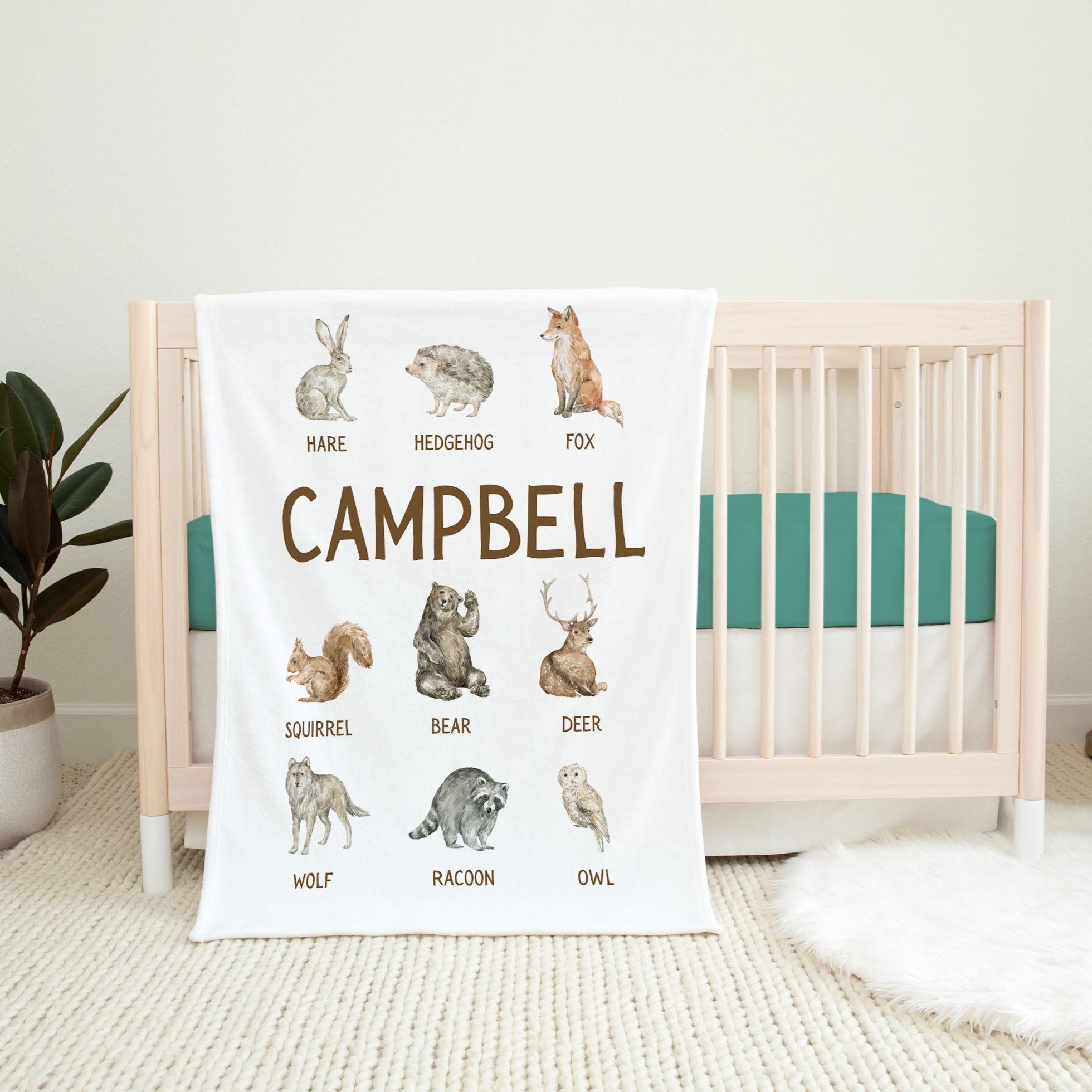 Woodland Personalized Blanket for Babies and Kids