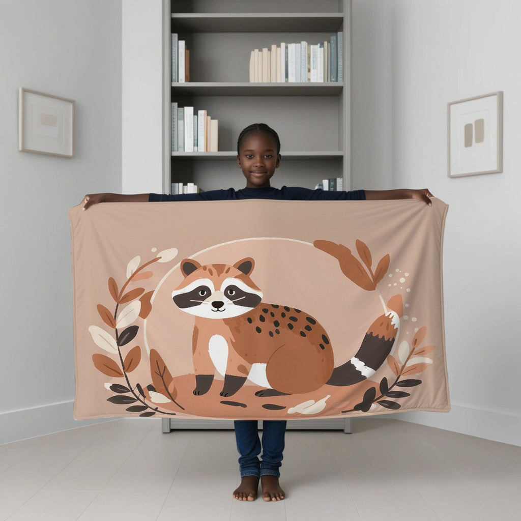 Raccoon personalized blankets for kids and babies - Forest Bandit