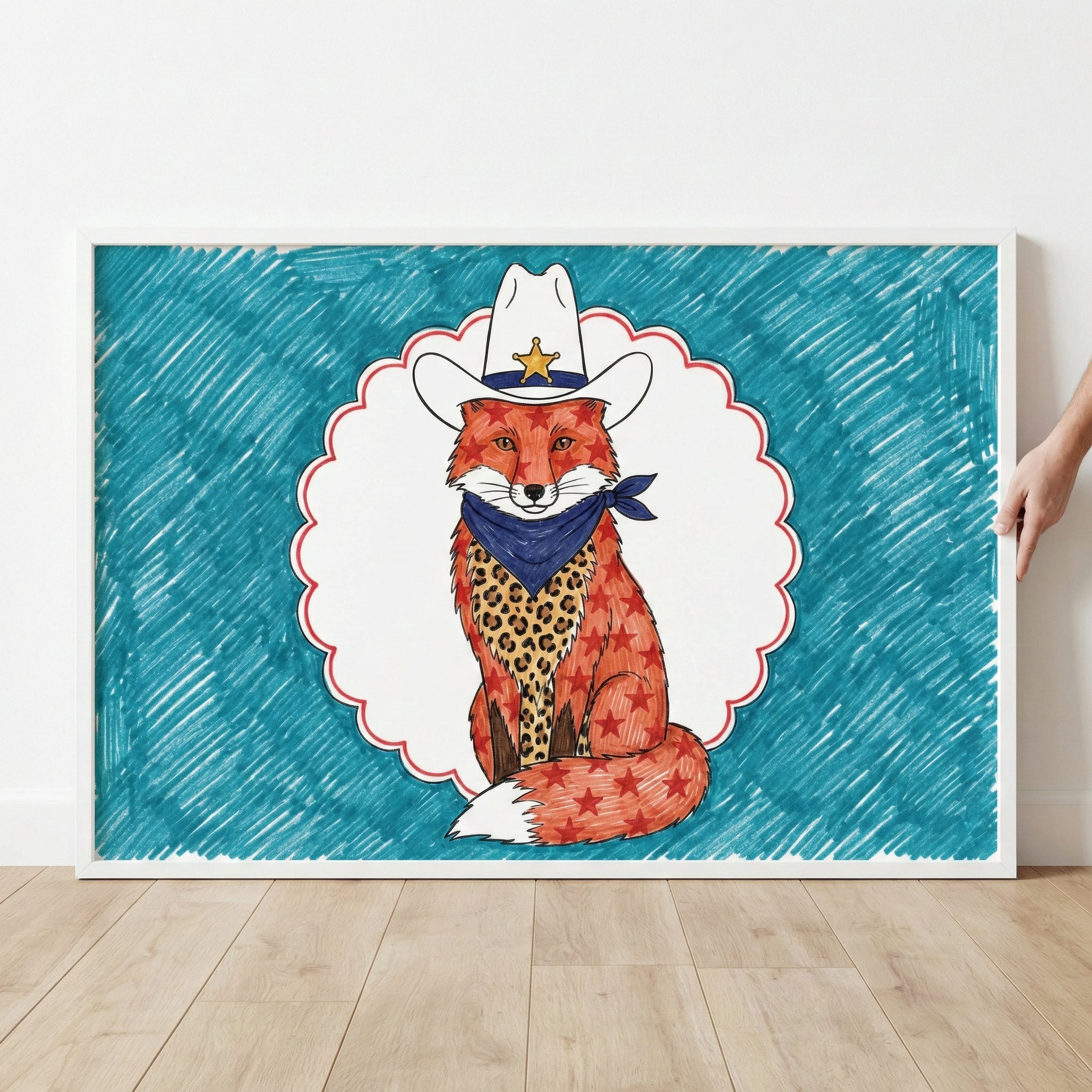 Sheriff Starlight - Fox Framed Wall Art for Nursery, Playroom or Kids Bedrooms