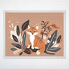 Woodland Friends Fox Wall Art for Nursery, Playroom or Kids Bedrooms - Earthy Floral Forest Decor  - Fox in Bloom