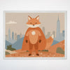 Superhero Fox Wall Art for Nursery, Playroom or Kids Bedrooms - Cityscape Adventure Decor - Foxy Hero