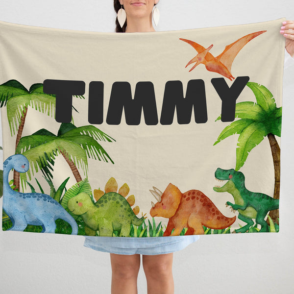 Dinosaur Personalized Blanket for Babies and Kids