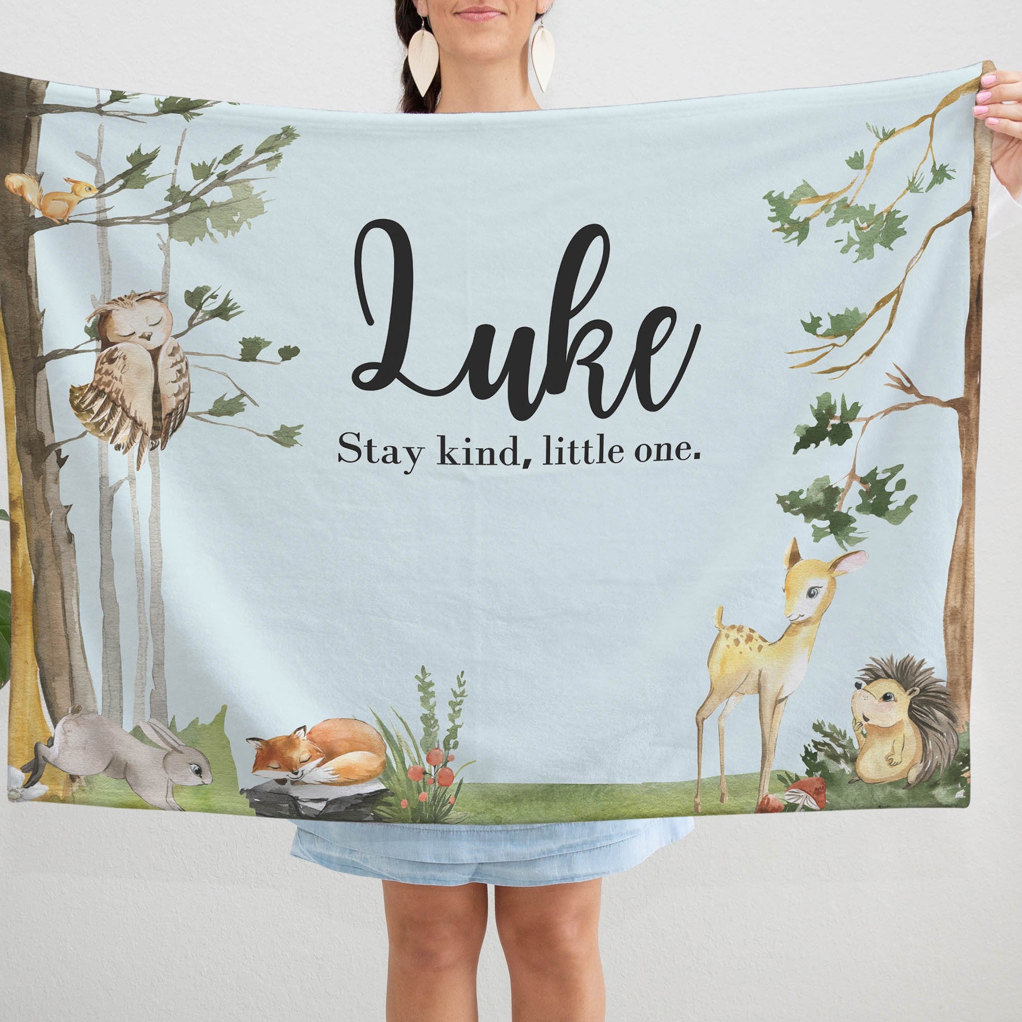 Woodland Personalized Blanket for Babies and Kids