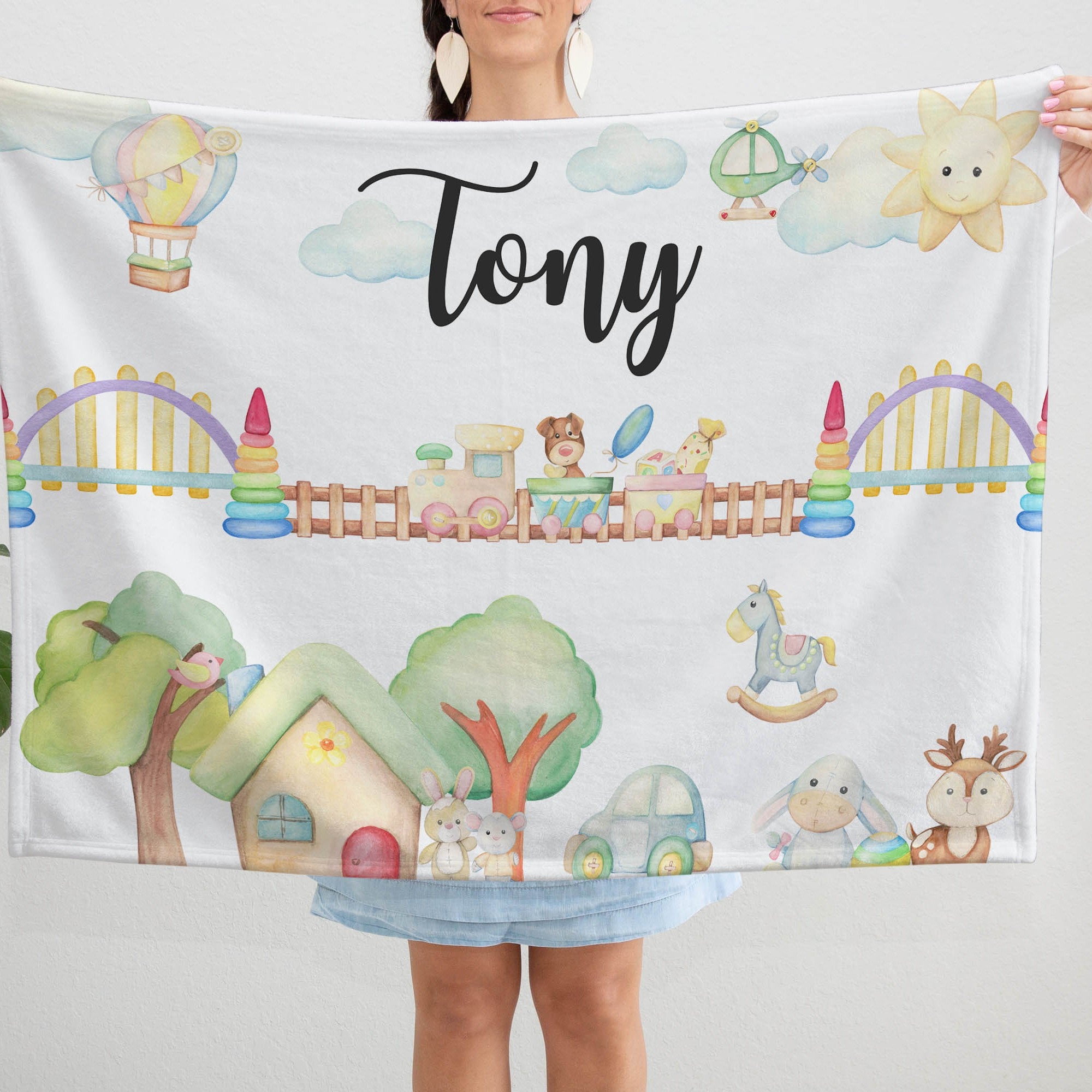 Whimsical Personalized Blanket for Babies and Kids