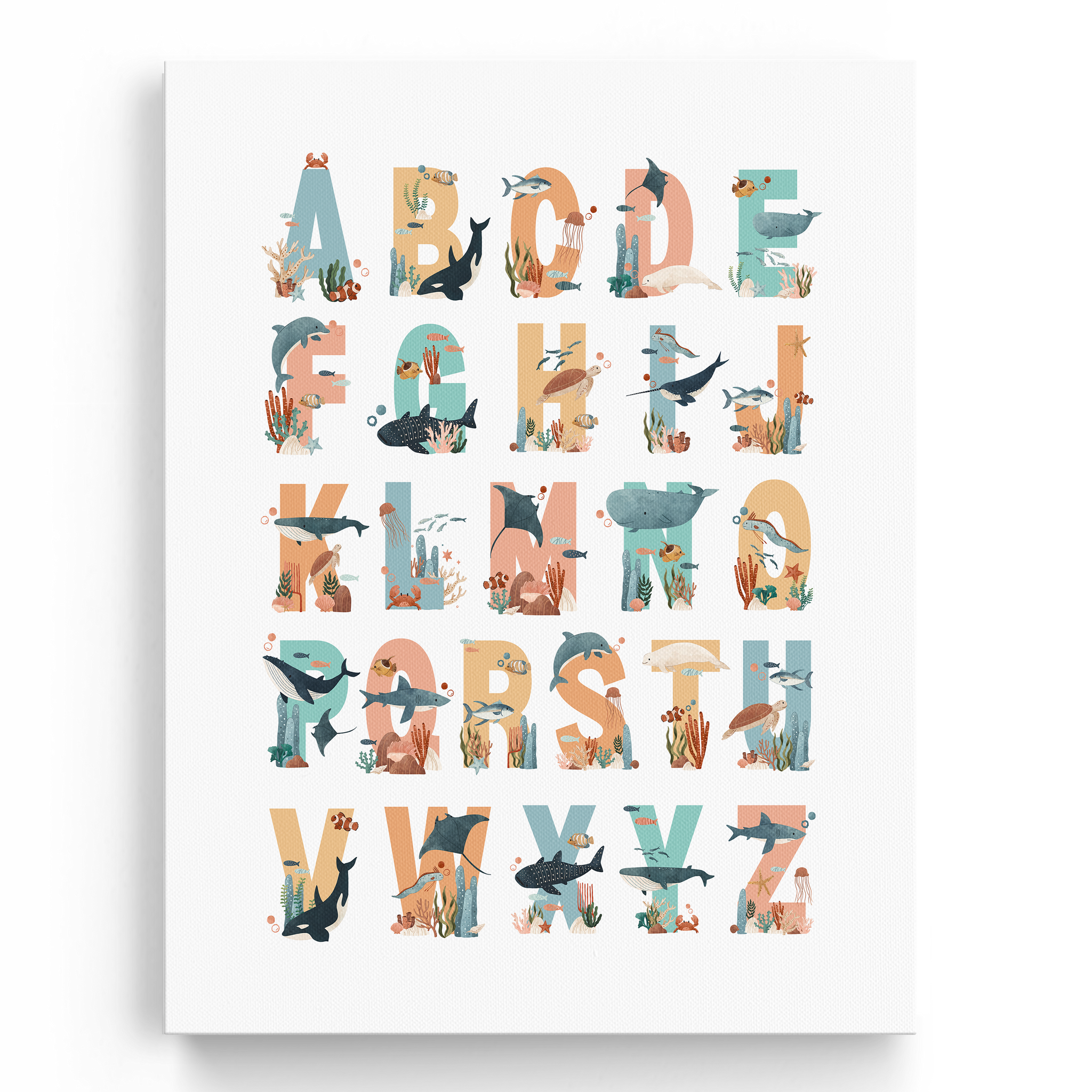 Educational Alphabet Ocean Animals Wall Art