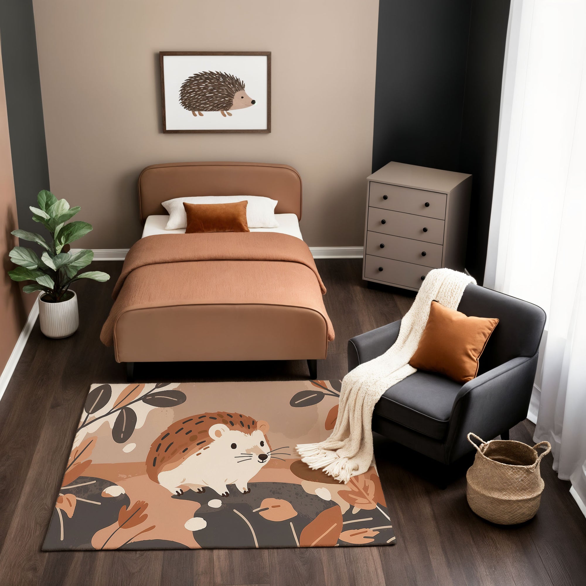 Kids and Nursery Hedgehog Area Rug - Hedgy Hideaway