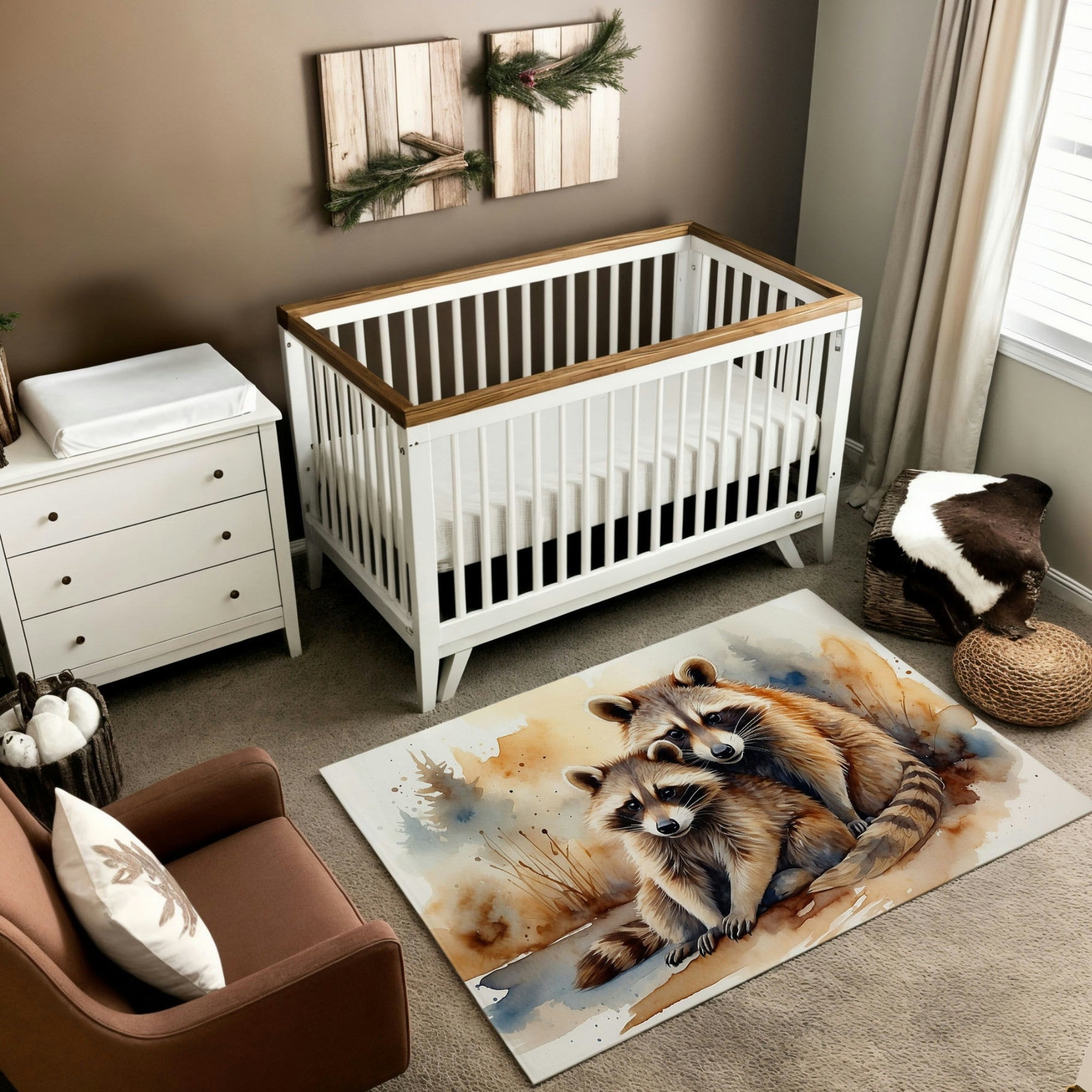 Kids and Nursery Raccoon Area Rug - Raccoon Rascals