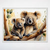 Koala and Joey Wall Art for Nursery, Playroom or Kids Bedrooms - Watercolor Eucalyptus Woodland Decor - Koala Cuddles
