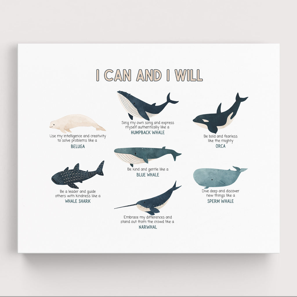 Positive Affirmations Ocean Whales Wall Art