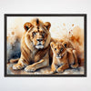 Lion and Cub Wall Art for Nursery, Playroom or Kids Bedrooms - Watercolor Safari Animal Decor - Furry Royals