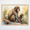 Monkey and Baby Wall Art for Nursery, Playroom or Kids Bedrooms - Watercolor Jungle Animal Decor - Monkey Mischief