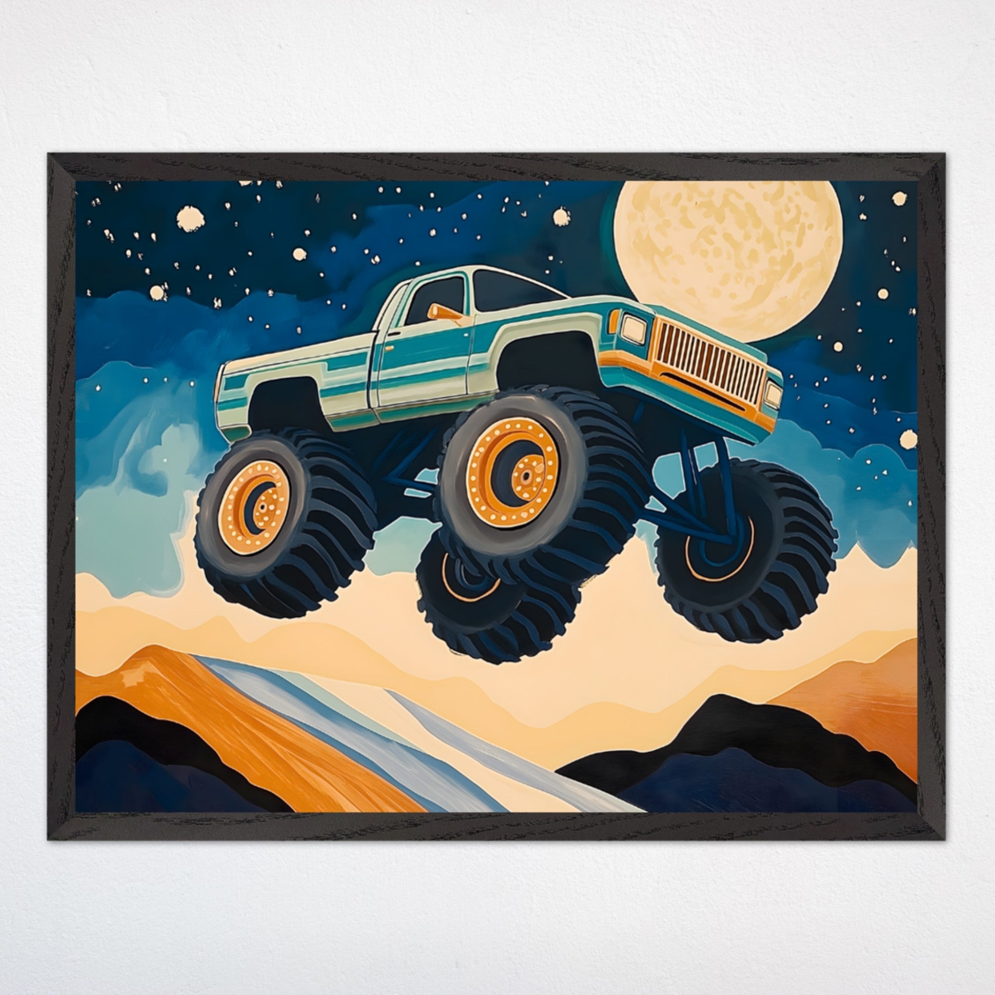 Monster Truck Wall Art for Kids and Nursery Rooms - Lunar Jumper