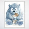 Arctic Monster Wall Art for Nursery, Playroom or Kids Bedrooms - Gentle Watercolor Monster Sharing Sweet Hug with Child - Hug Havern