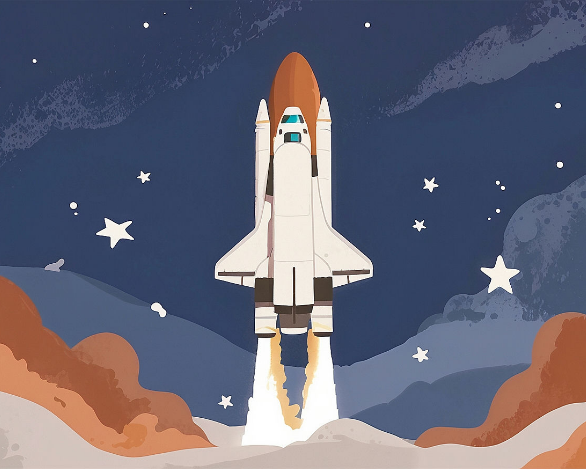 Space Shuttle Launch Wall Art for Nursery, Playroom or Kids Bedrooms - Inspiring Cosmic Explorer Decor - Moonbound