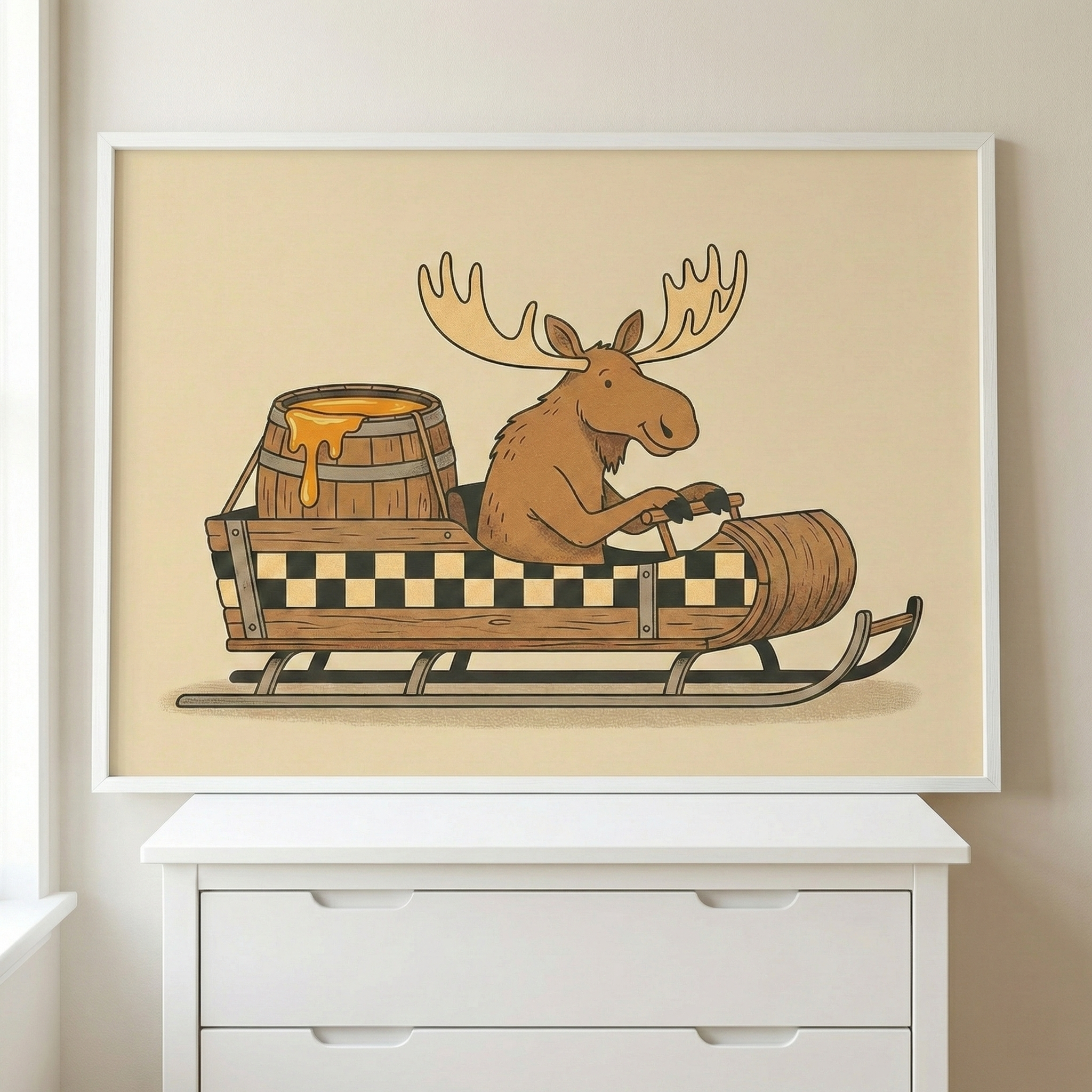 Moosey Sweet Treat - Moose Framed Wall Art for Nursery, Playroom or Kids Bedrooms