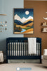 Mountain Night Wall Art for Nursery, Playroom or Kids Bedrooms - Moonlit Landscape & Starry Sky Decor - Nocturne Ridge