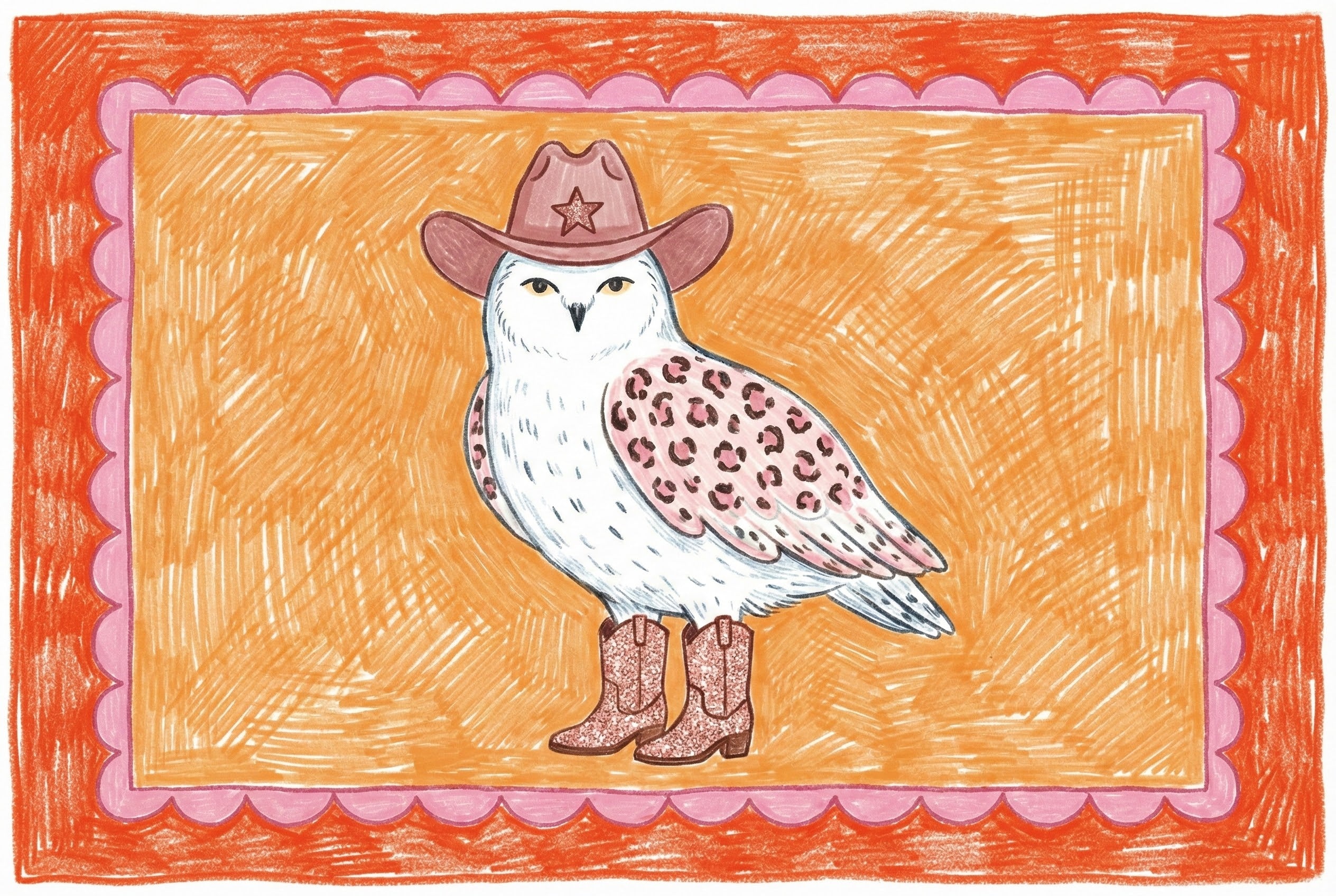 Wild West Hoot - Owl Framed Wall Art for Nursery, Playroom or Kids Bedrooms