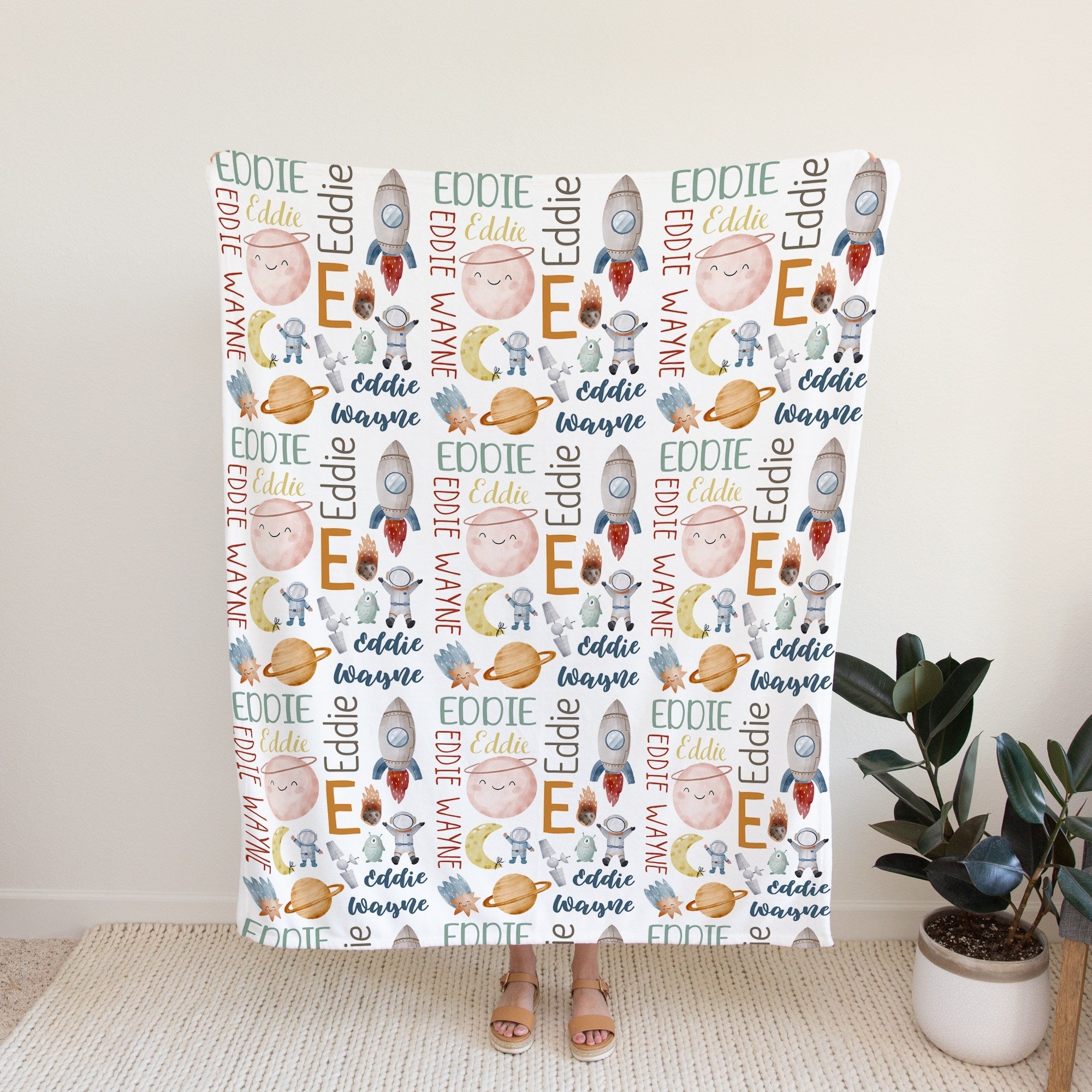Space Personalized Blanket for Babies and Kids