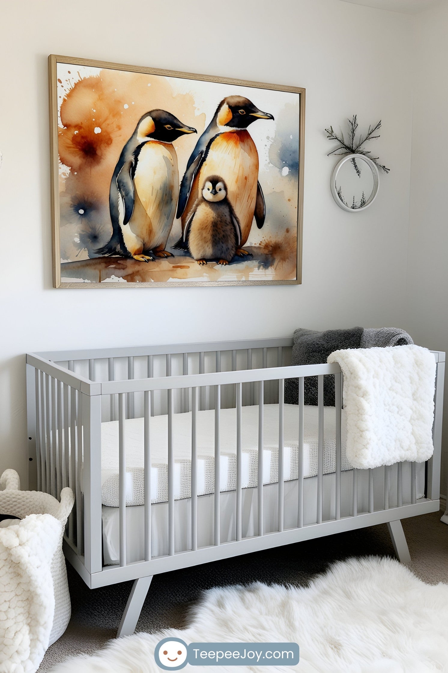 Adorable Penguin Family Wall Art for Nursery, Playroom or Kids Bedrooms - Watercolor Arctic Decor - Waddle Squad